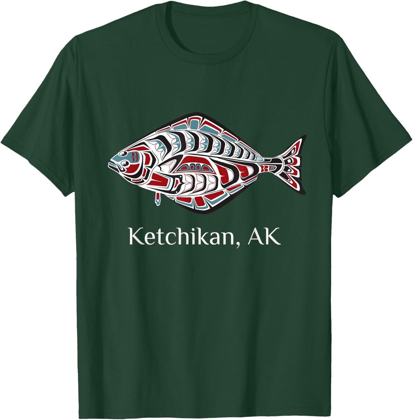 Ketchikan, Alaska Halibut Native American Fishers T-Shirt - T-Shirt | Forest