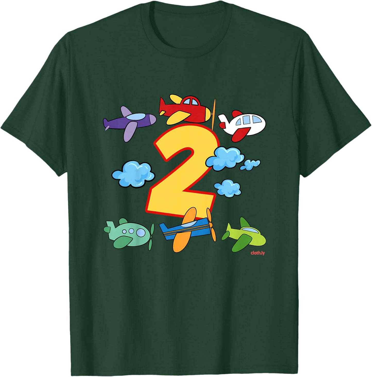 Kids 2nd Birthday Boys Airplane Pilot 2 Years Birthday T-Shirt - T-Shirt | Forest