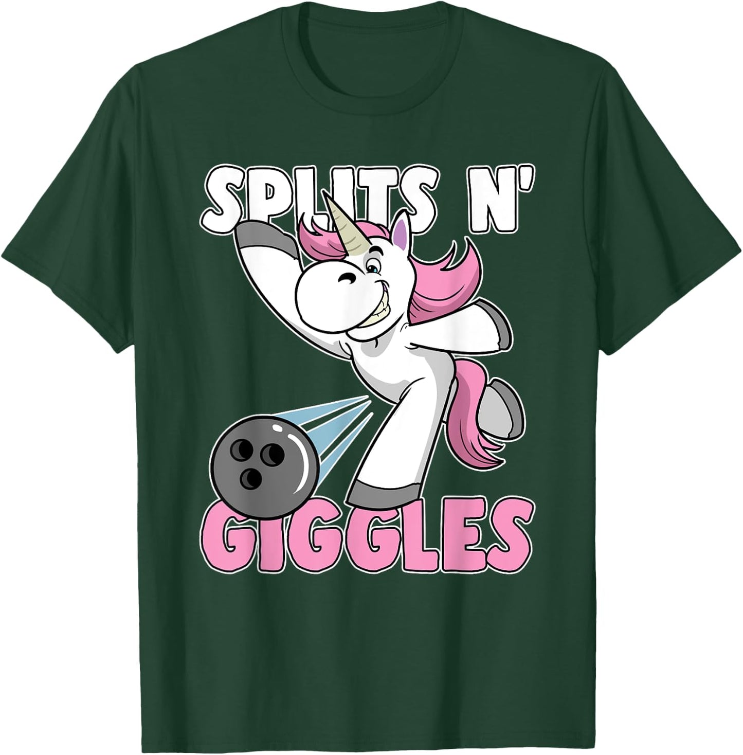 Splits n' Giggles Unicorn Bowling Bowler T-Shirt - T-Shirt | Forest