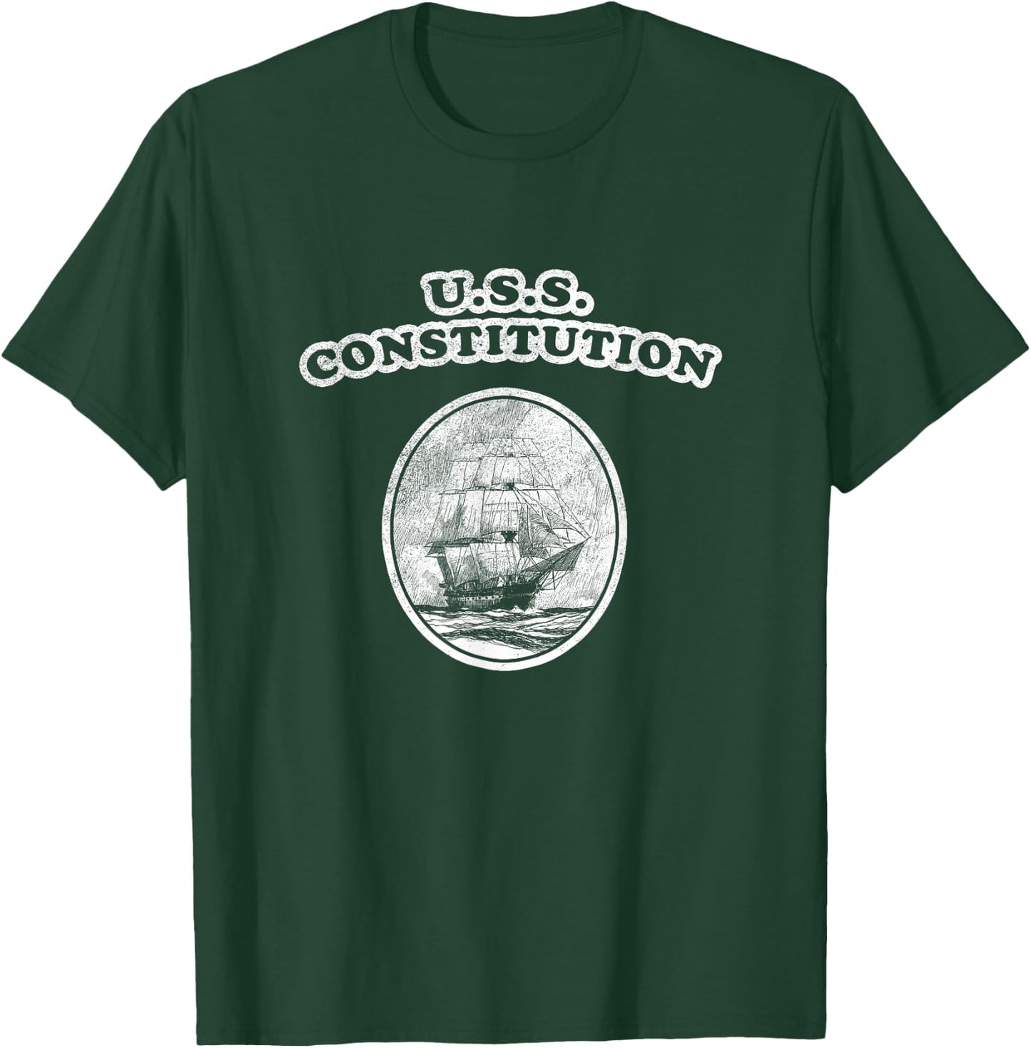 Retro USS Constitution Design by Turbo Volcano T-Shirt - T-Shirt | Forest