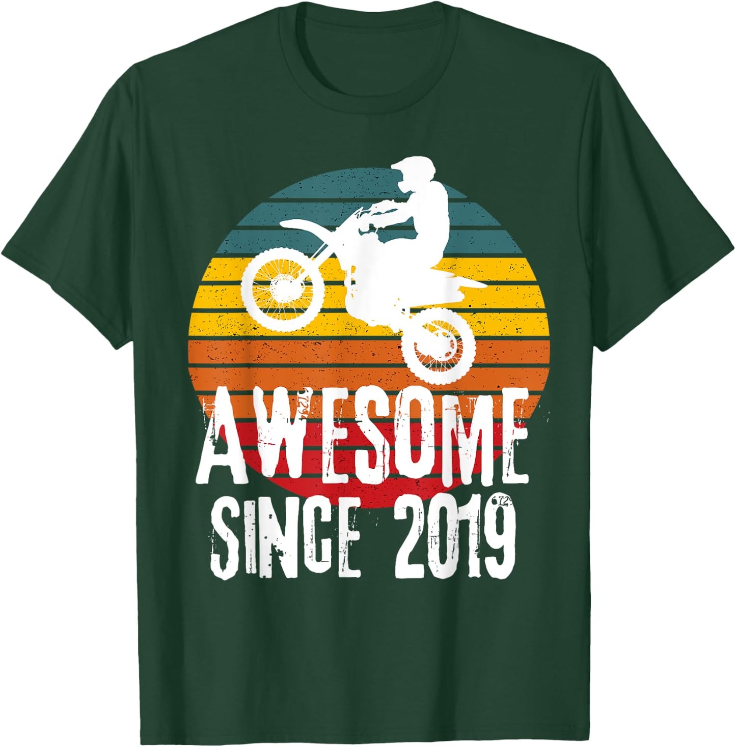 Awesome Since 2019 Retro Motorcycle Dirt bike Boy's Birthday T-Shirt - T-Shirt | Forest