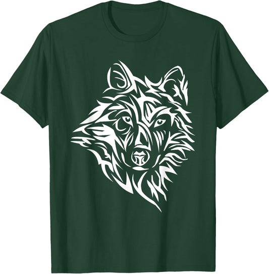 Dire Wolf Stencil Lone Northern Tribal Teen Howling Direwolf T-Shirt - T-Shirt | Forest