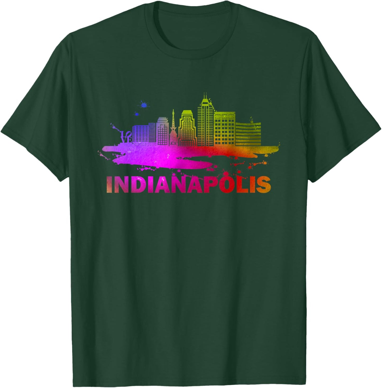 Indianapolis Indiana Home State Outfits & Designs Adult Retro Modern Fit Classic Fit Short Sleeve Black - Small - Modern Indianapolis Skyline Cityscape Souvenir T-Shirt - T-Shirt | Forest