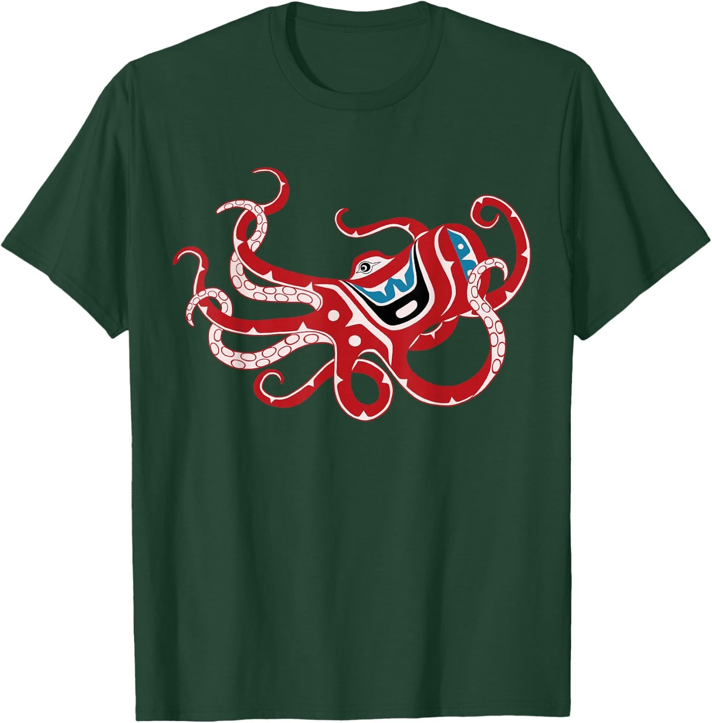PNW Octopus, Tlingit style T-Shirt - T-Shirt | Forest