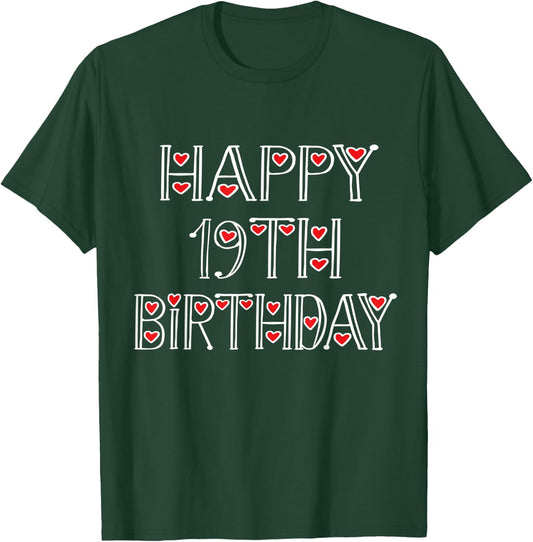 Happy 19th Birthday Idea For 19 Years Old Men And Women T-Shirt - T-Shirt | Forest