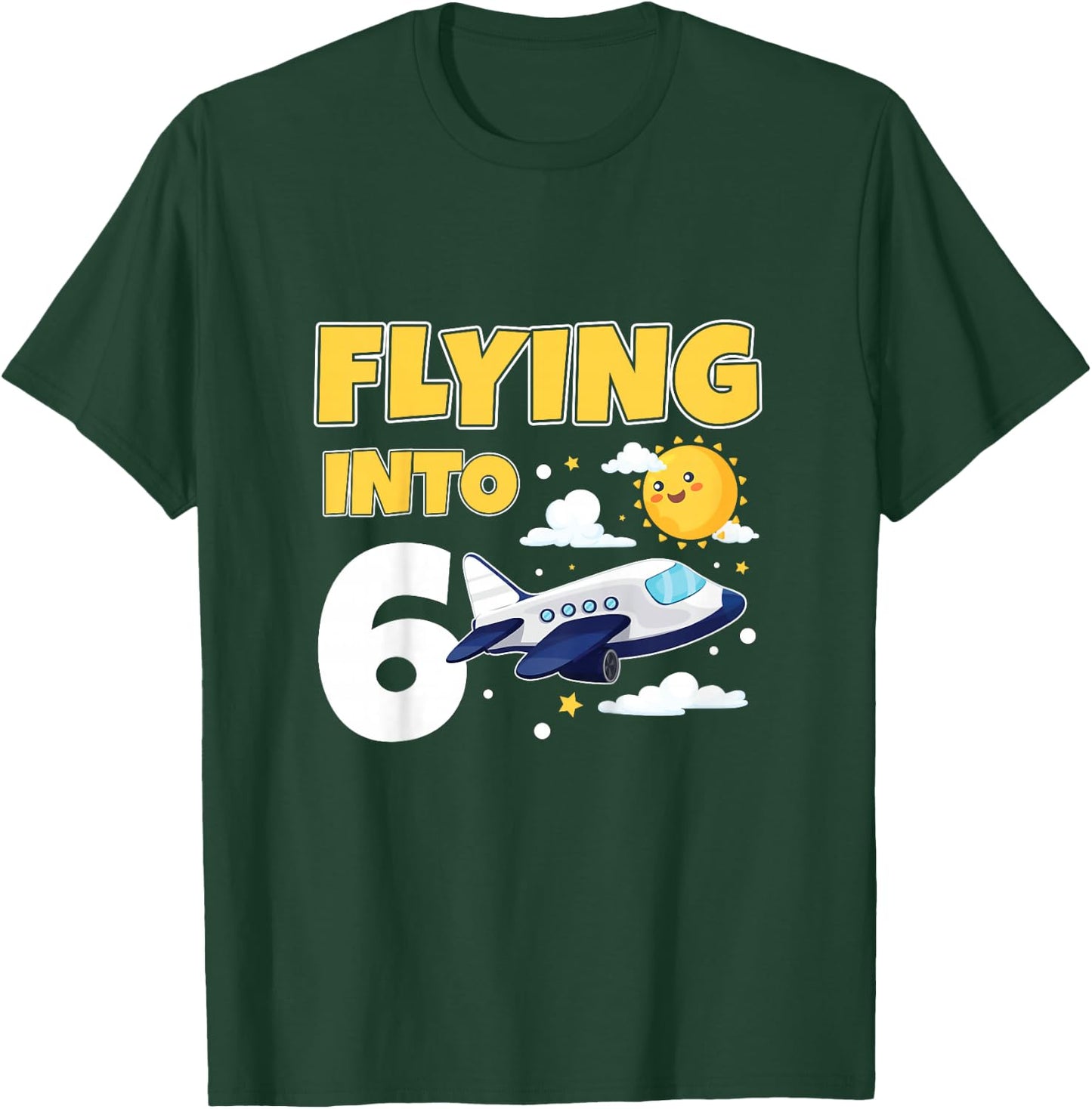 Kids Flying Into 6 Airplane Pilot Year Old 6th Birthday T-Shirt - T-Shirt | Forest
