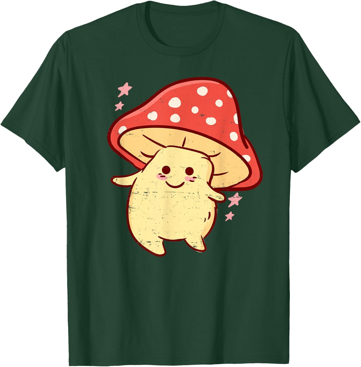 Cute Kawaii Anime - Mushroom - Fly Agaric Aesthetic Japanese T-Shirt - T-Shirt | Forest