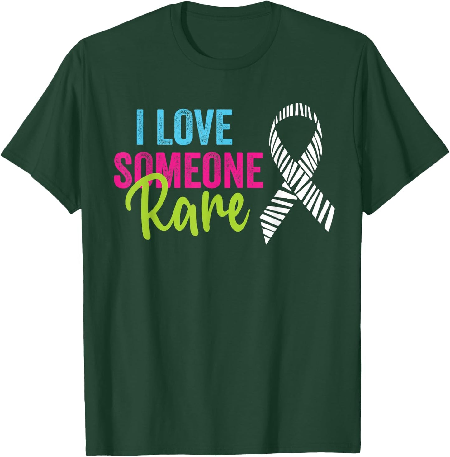Rare Disease Awareness Zebra Ribbon, I Love Someone Rare T-Shirt - T-Shirt | Forest