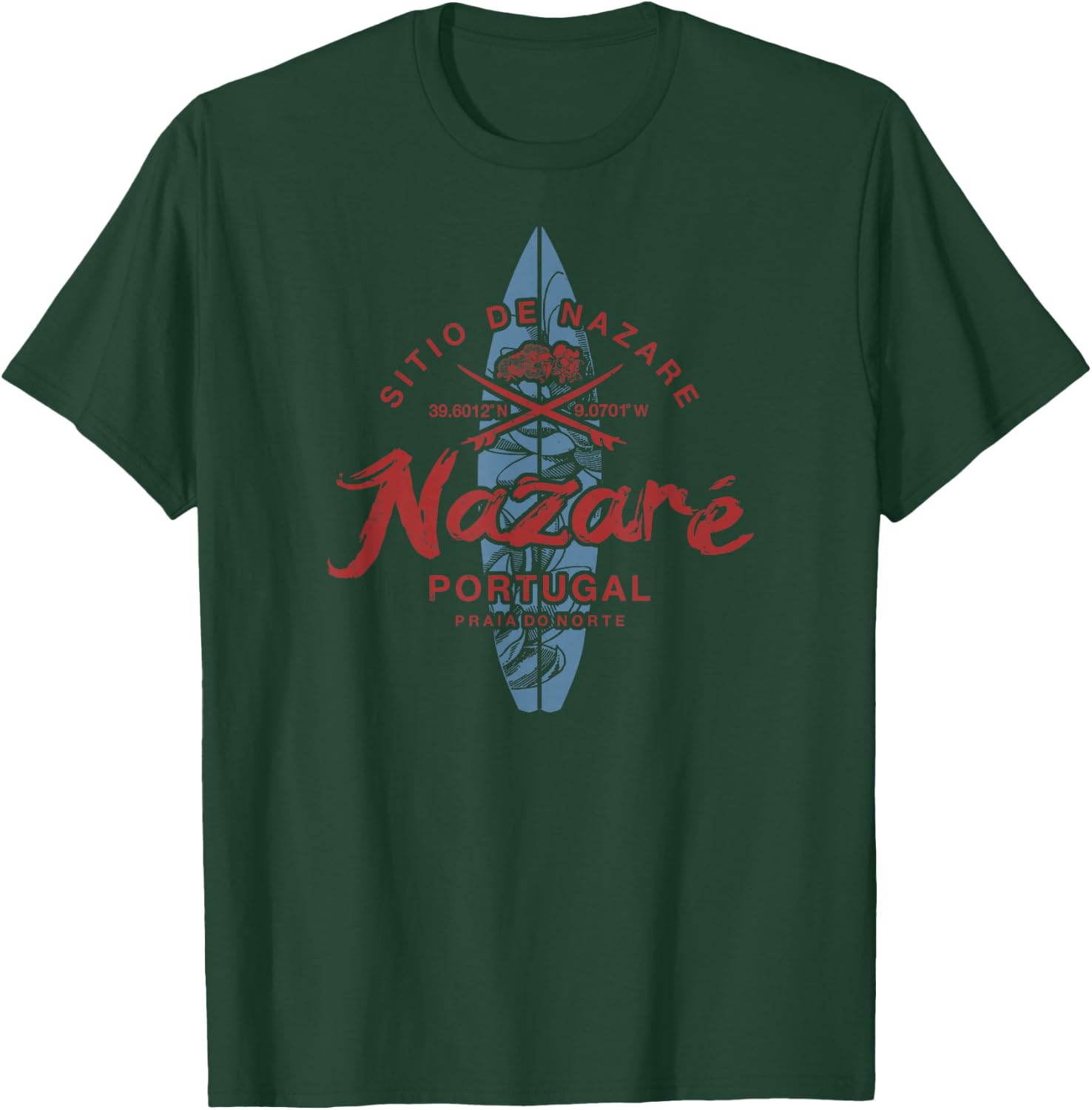 Nazare Portugal Surfing Vintage T-Shirt - T-Shirt | Forest
