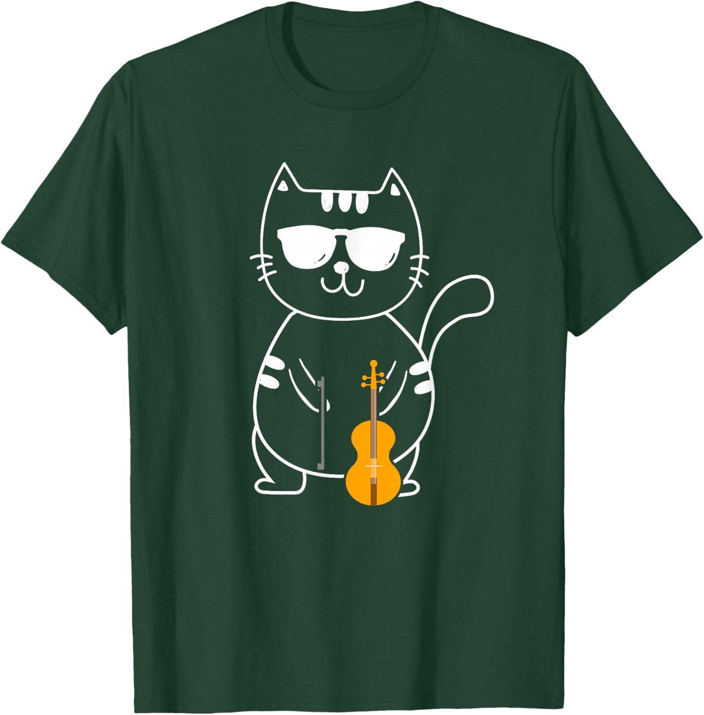 Violin Cat - Fiddle Player Orchestra Violinist Violoin T-Shirt - T-Shirt | Forest