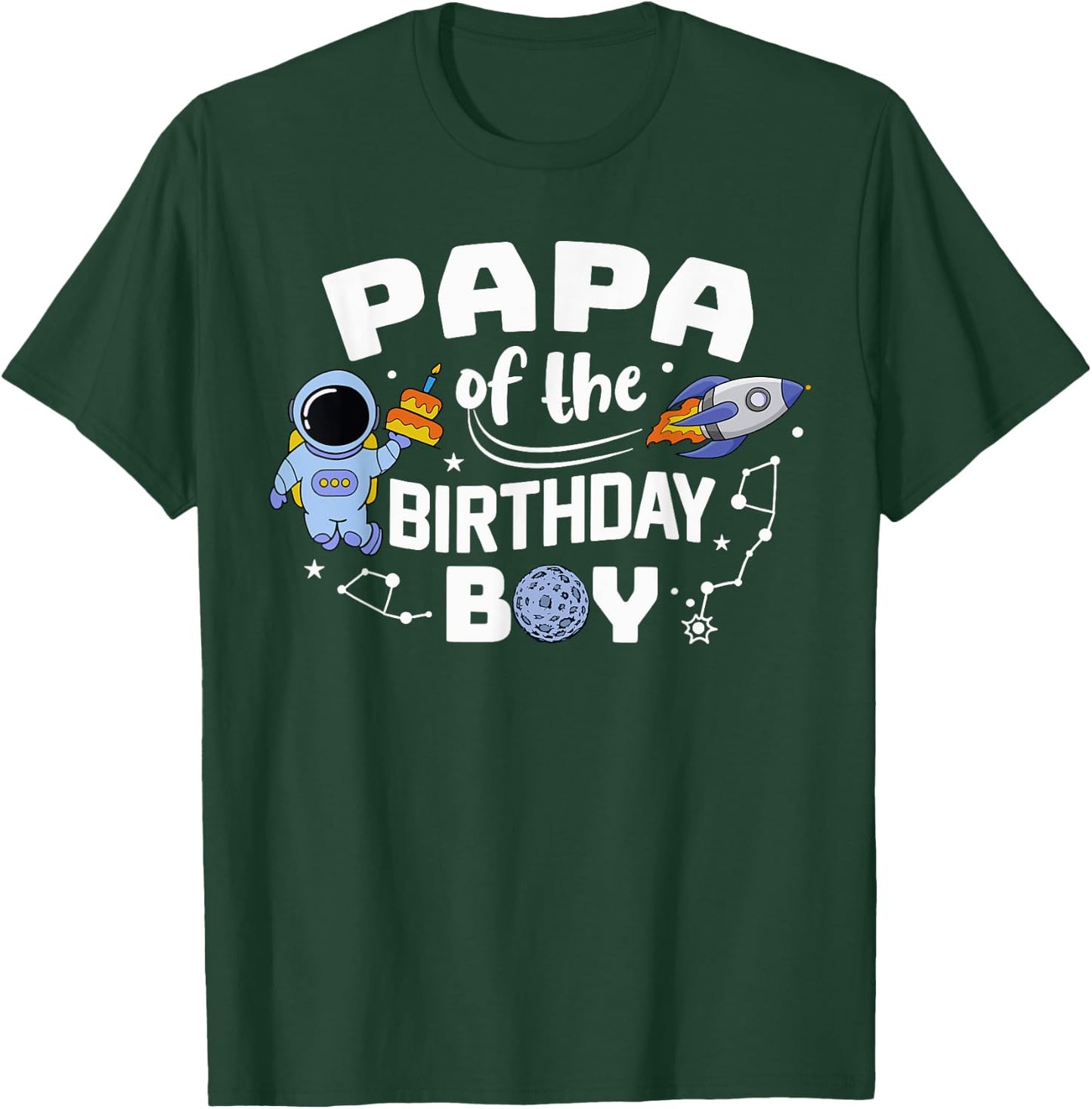 Papa Of The Birthday Boy Astronaut Family Space Planets T-Shirt - T-Shirt | Forest