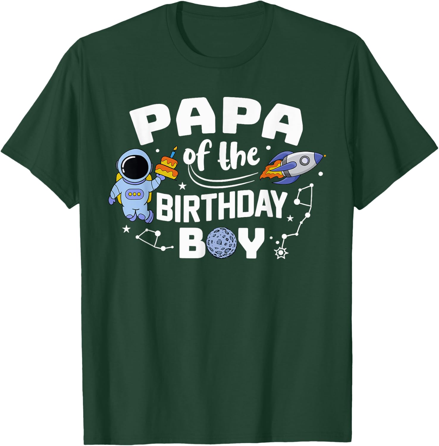 Papa Of The Birthday Boy Astronaut Family Space Planets T-Shirt - T-Shirt | Forest