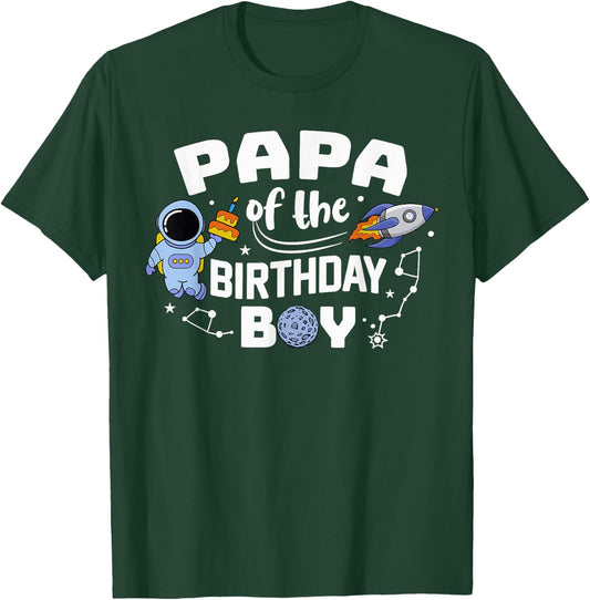 Papa Of The Birthday Boy Astronaut Family Space Planets T-Shirt - T-Shirt | Forest