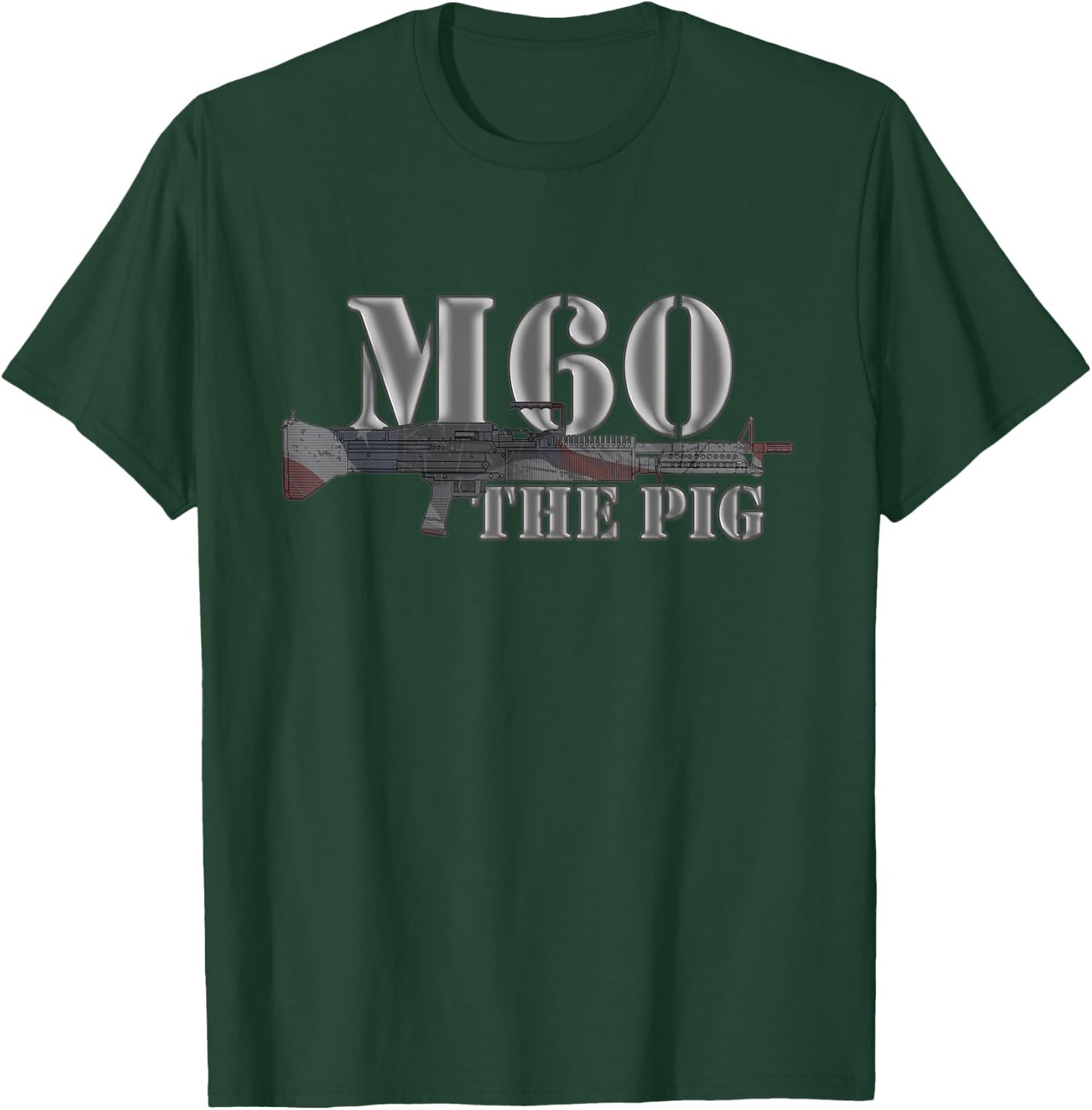 M60 Military Machine Gun American Flag Graphic Women Men T-Shirt - T-Shirt | Forest