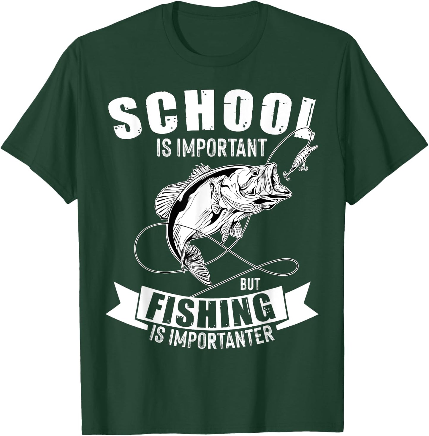 School Is Important But Fishing Is Importanter Vintage T-Shirt - T-Shirt | Forest