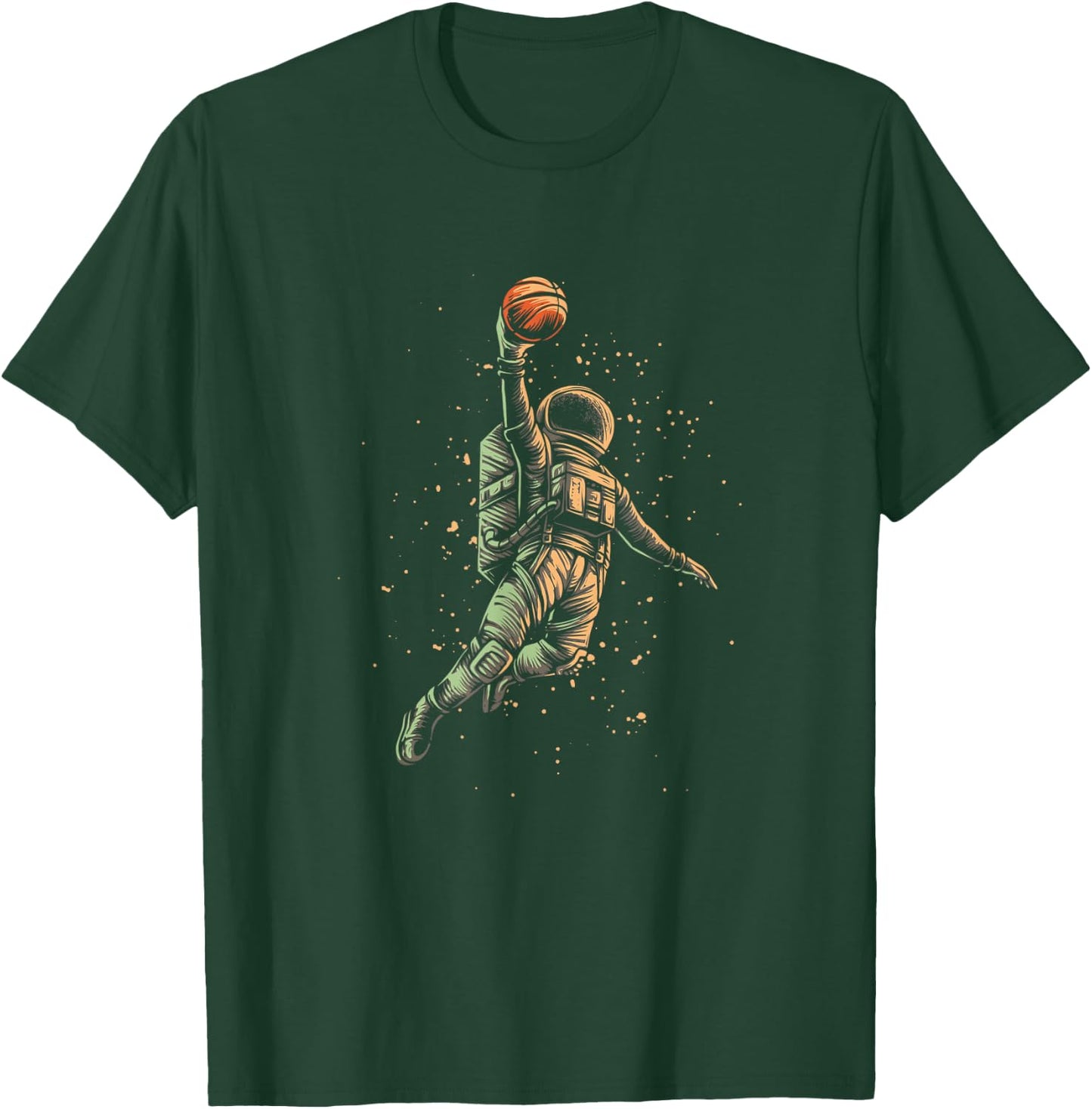 Basketball Astronaut Ball Sports Dribbling Dunking Hoop Fan T-Shirt - T-Shirt | Forest