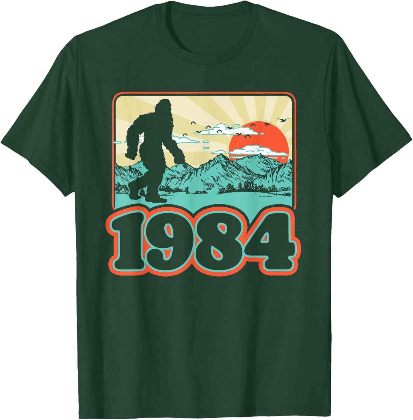 Retro Bigfoot Mountains 40th Birthday 1984 Sasquatch Forty T-Shirt - T-Shirt | Forest