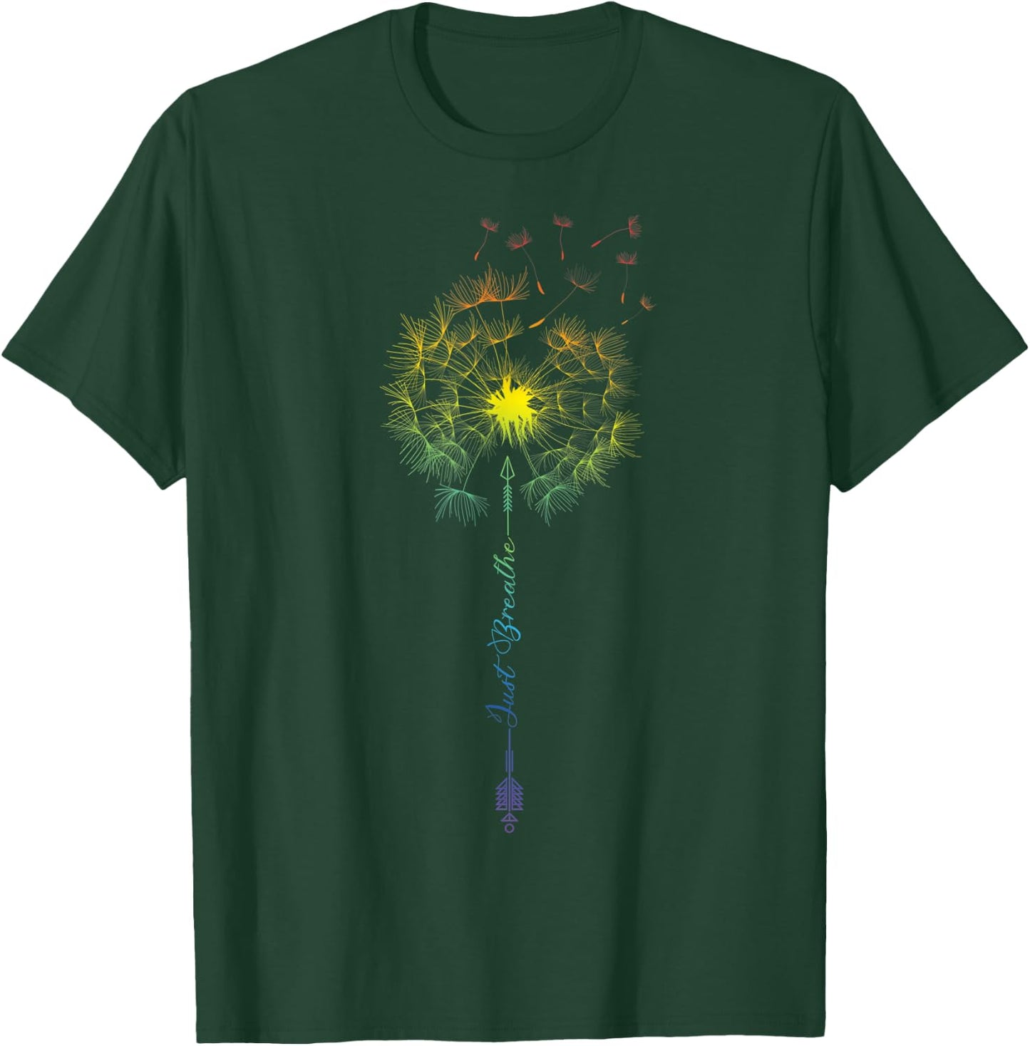 Cute Just Dandelion Tattoodesign Arrows Breathe Rainbow Blow Men Women T-Shirt - T-Shirt | Forest