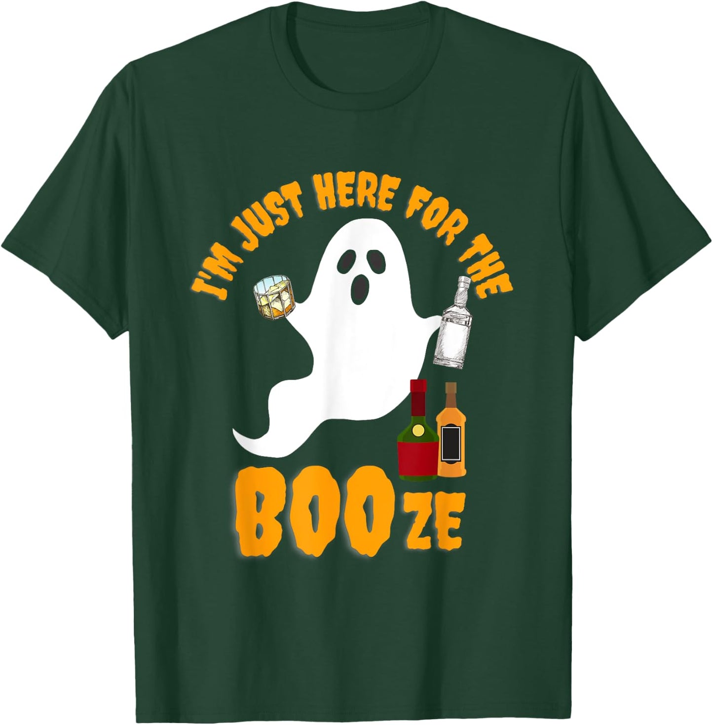 I'm Just Here for the Boos Booze Bourbon Drinking Halloween T-Shirt - T-Shirt | Forest