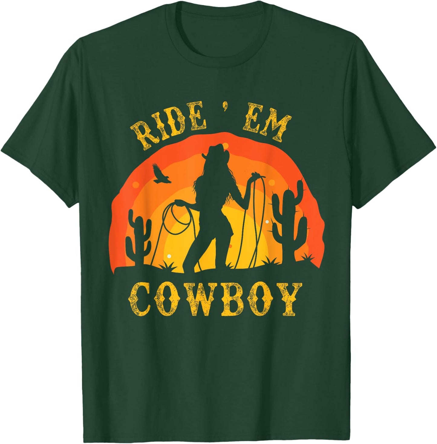 Ride Em Cowboy Rodeo Horse Retro Sexy Cowgirls Funny Western T-Shirt - T-Shirt | Forest
