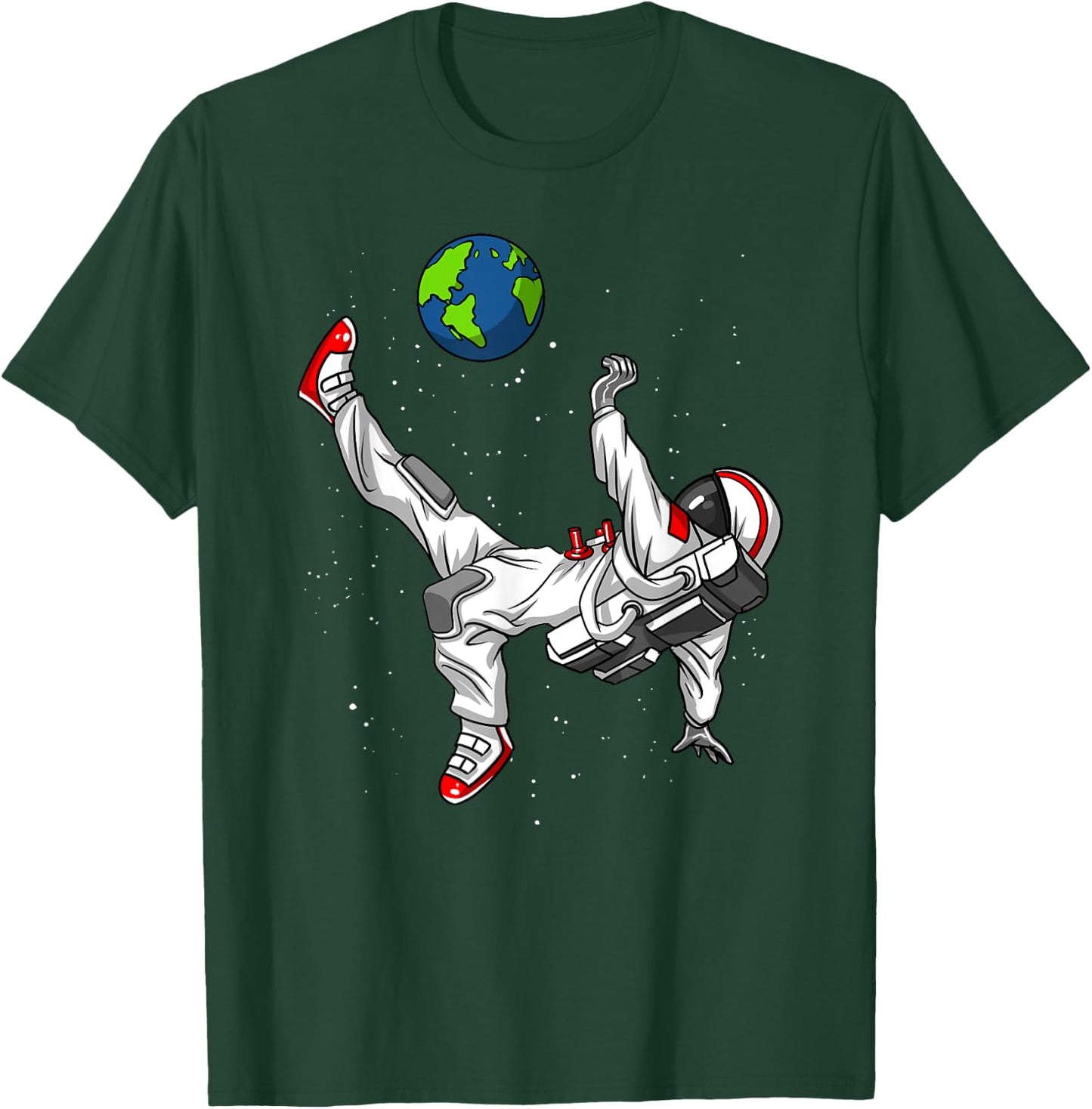 Space Astronaut Soccer Player Planet Earth Boys Men Kids T-Shirt - T-Shirt | Forest
