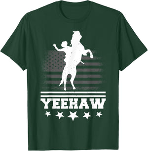 Yeehaw Cowboy Rodeo Horse Bull Riding Women Kids T-Shirt - T-Shirt | Forest