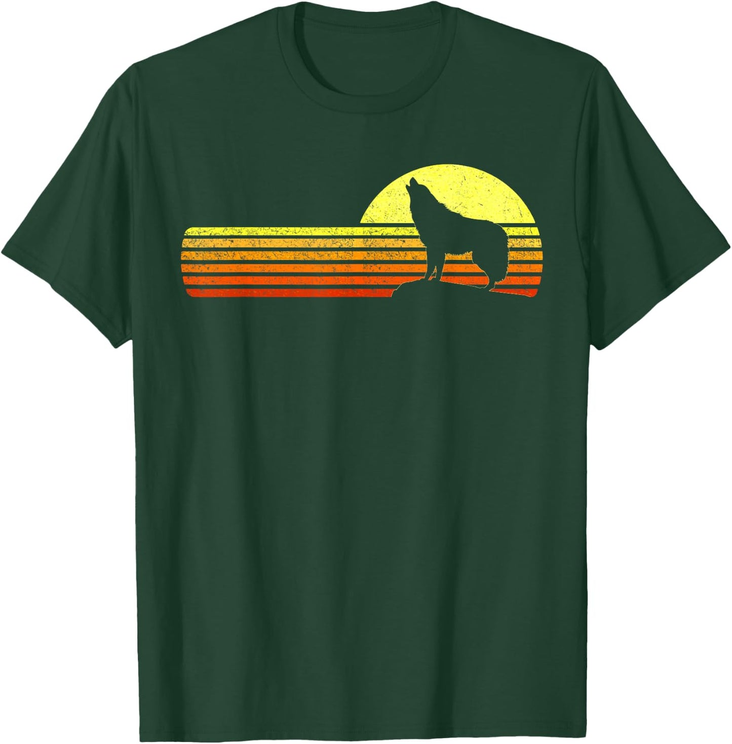 Alpha Wolf Retro Vintage Sun I Love Wolves Men's Women's T-Shirt - T-Shirt | Forest