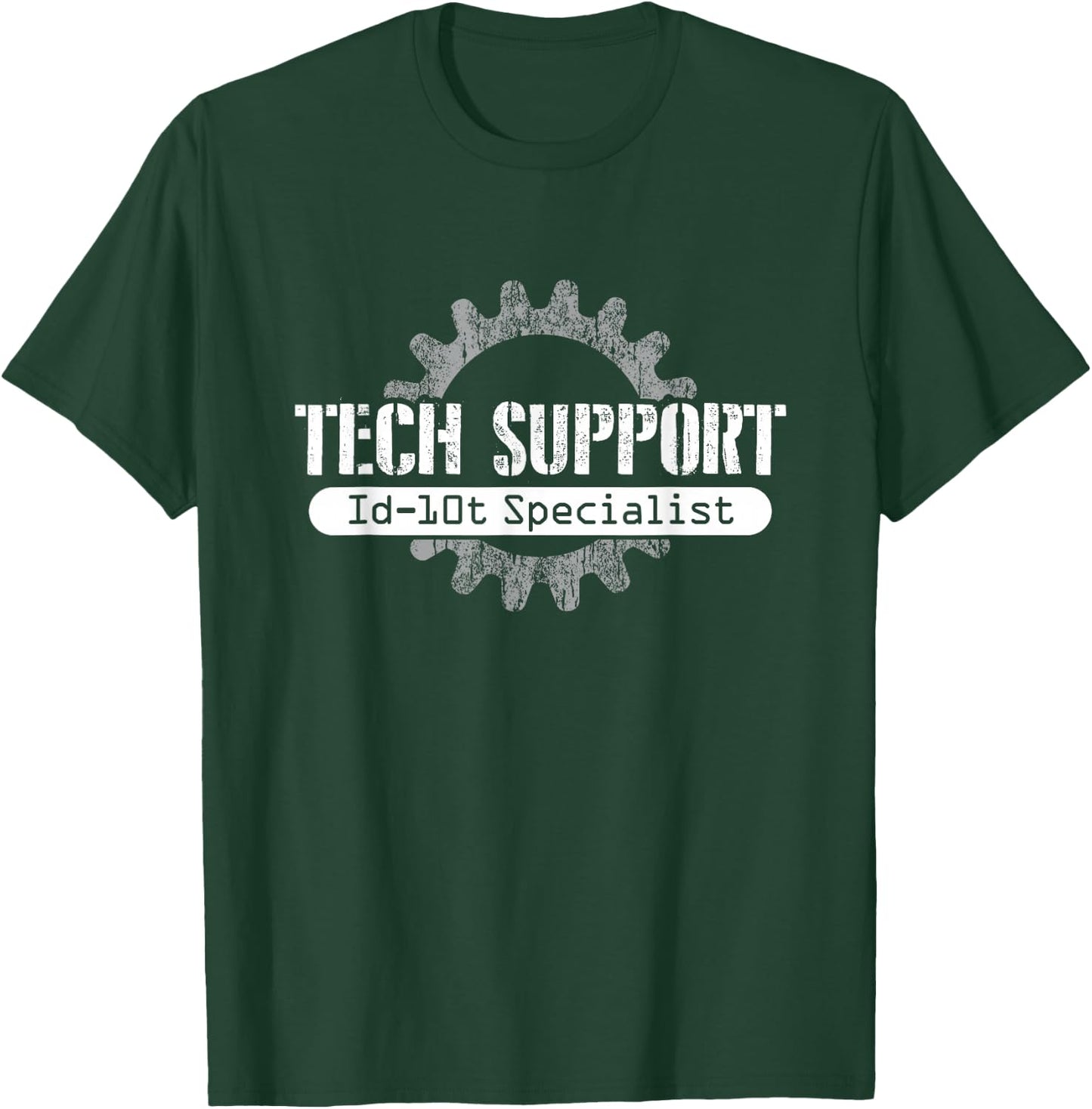 Funny I.T Tech Support ID10T Computer Idiot Joke, Distressed T-Shirt - T-Shirt | Forest