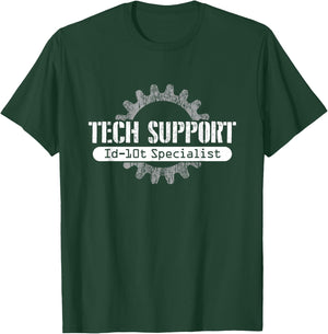 Funny I.T Tech Support ID10T Computer Idiot Joke, Distressed T-Shirt - T-Shirt | Forest
