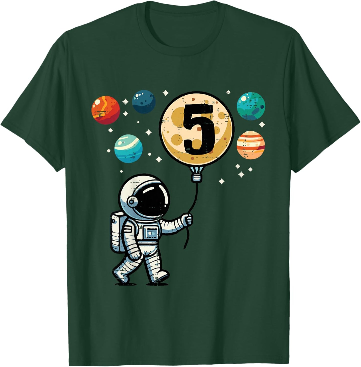 Kids 5th Birthday Astronaut Planets 5 Year Old Bday Boys Kids T-Shirt - T-Shirt | Forest