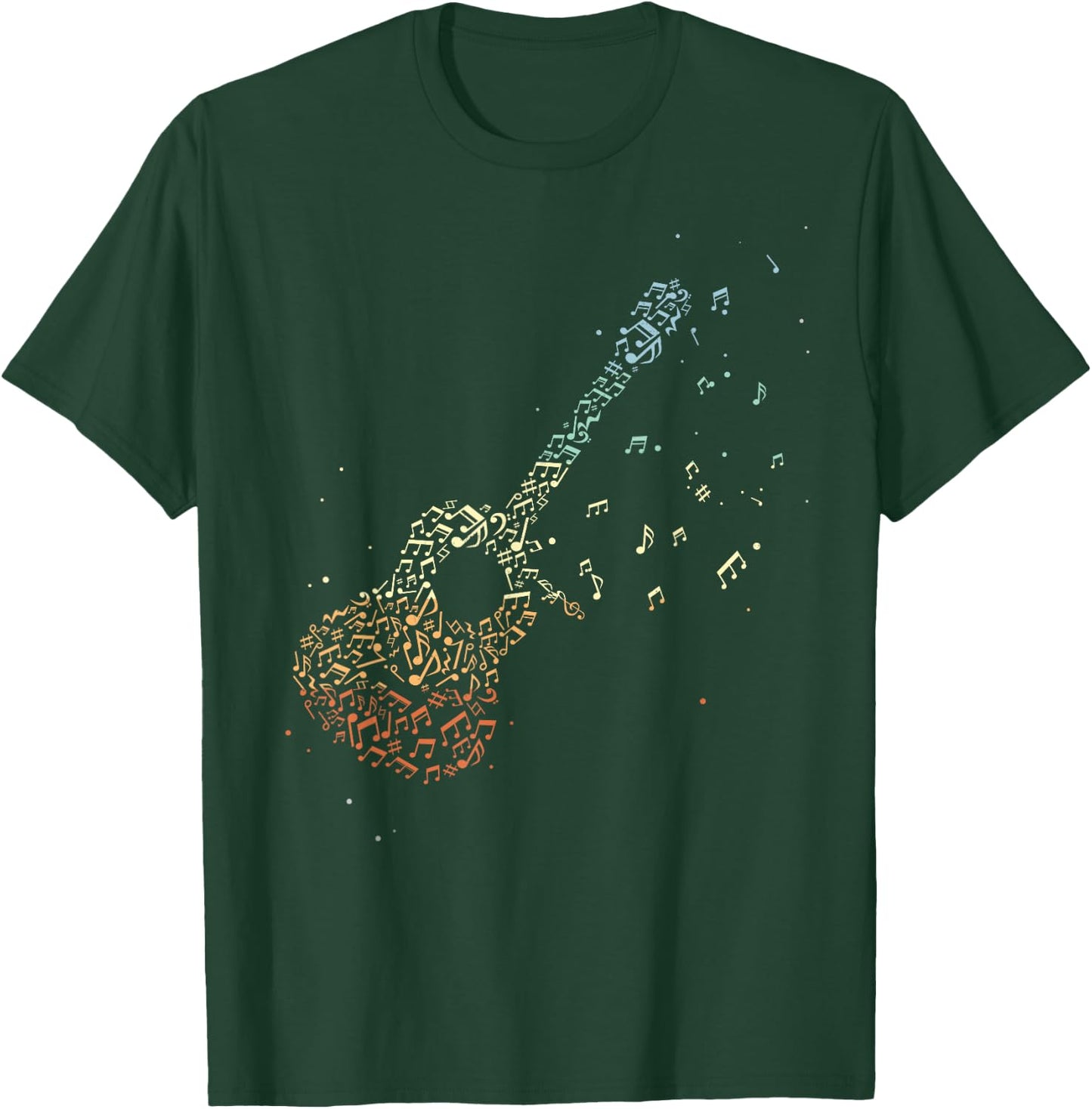 Guitar Gifts Men Music Notes Guitarist Musician Music Lover Small T-Shirt - T-Shirt | Forest