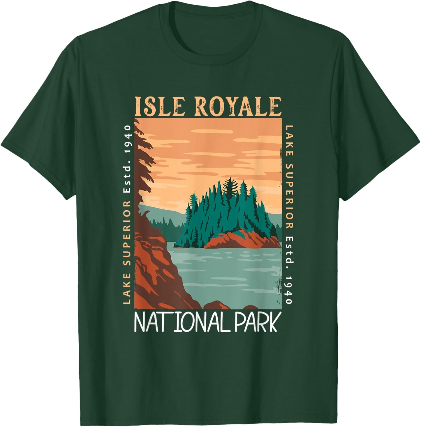 Isle Royale National Park Lake Superior Distressed Vintage T-Shirt - T-Shirt | Forest