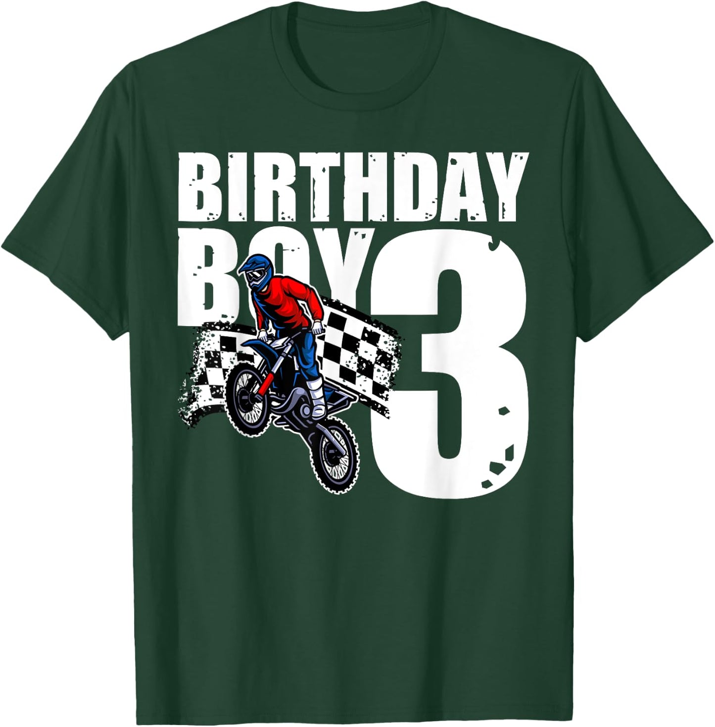 3 Years Old Birthday Boy Family Matching Motorcycle Biker T-Shirt - T-Shirt | Forest