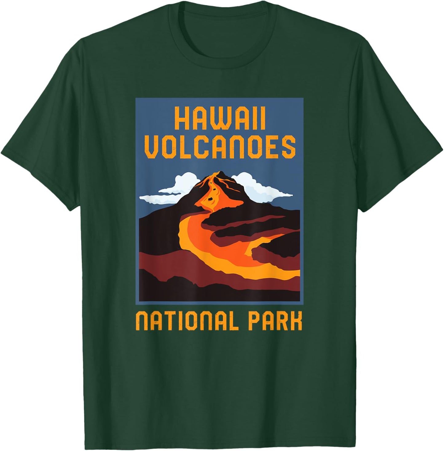 Hawaii Volcanoes National Park Big Island Retro Graphic T-Shirt - T-Shirt | Forest