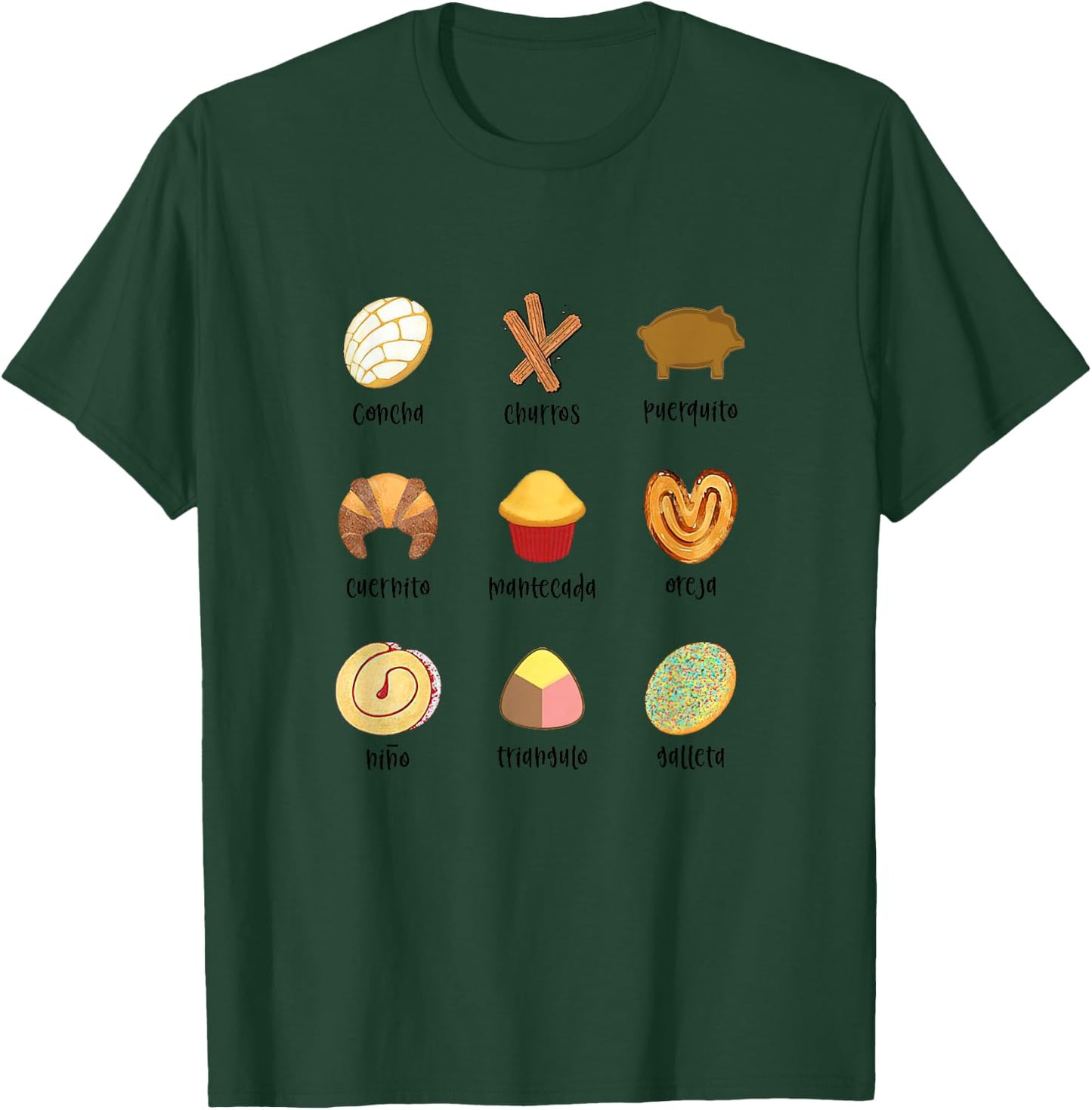 Pan Dulce Mexican Food Pan Dulce Concha Pan Latina Spanish , White T-Shirt - T-Shirt | Forest