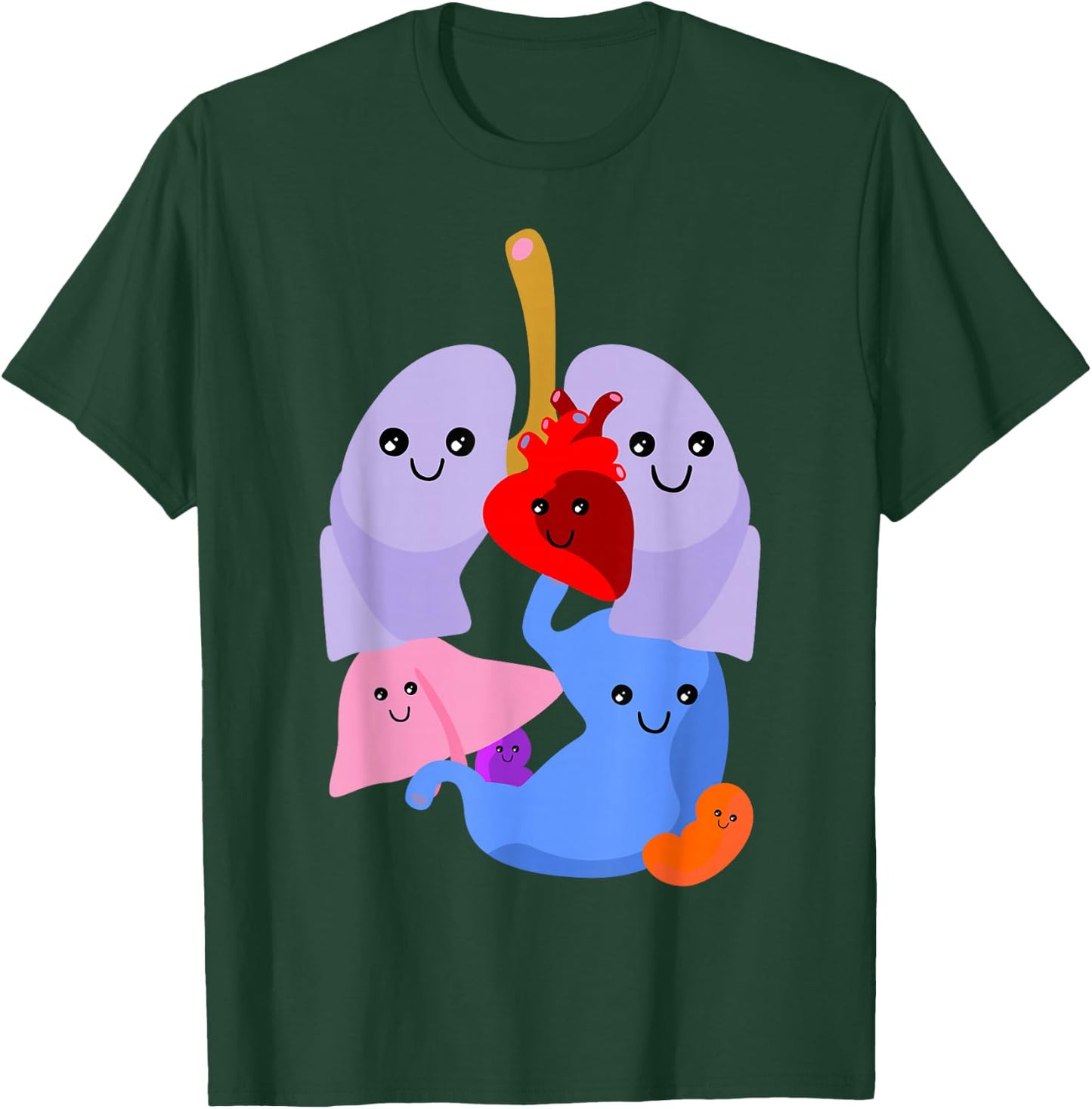 Anatomy Physiology Heart Lungs Vital Organs Illustration T-Shirt - T-Shirt | Forest