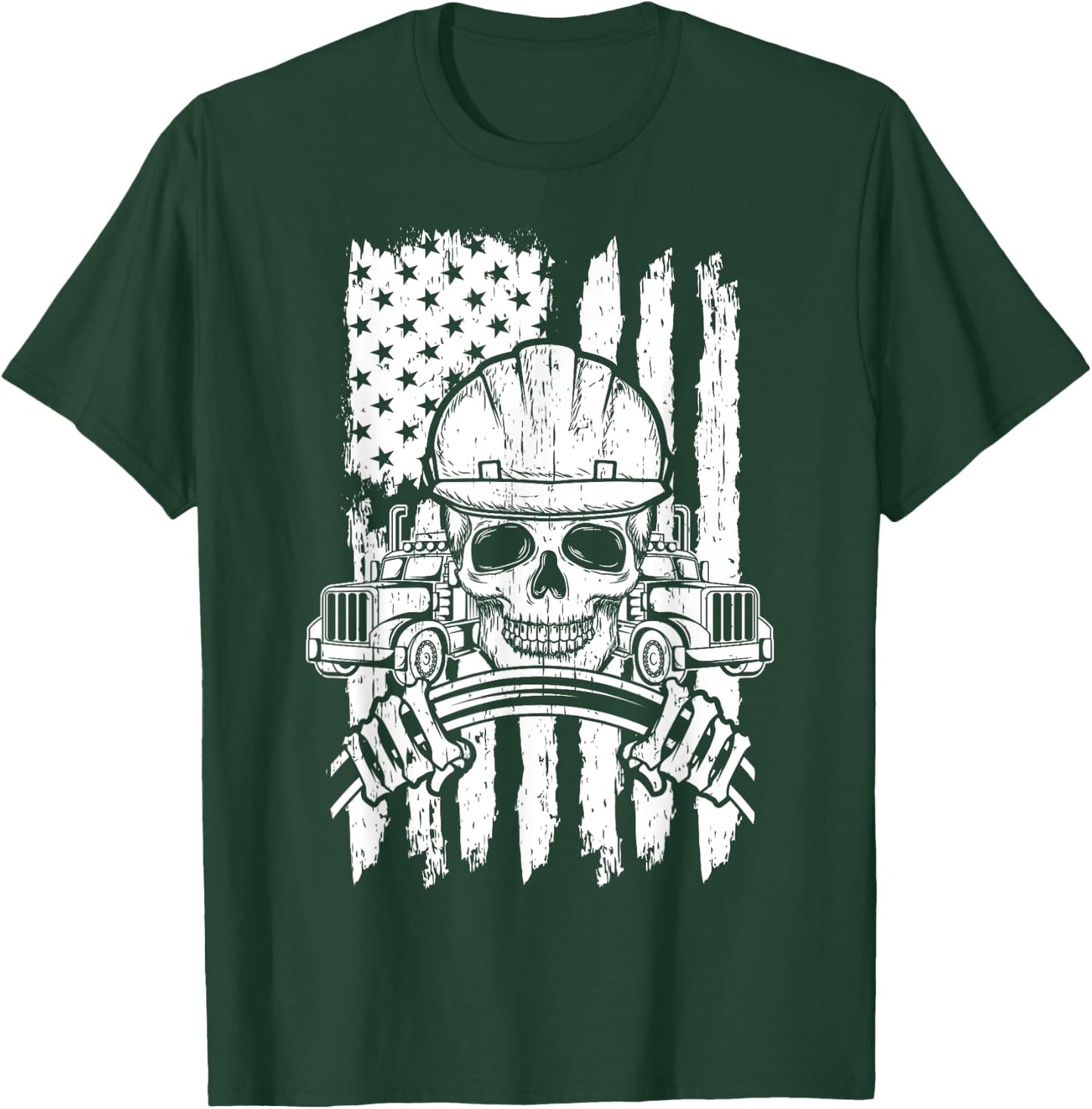 Truck Driver Patriotic Trucker Independence Day Teamster Women Kids Men T-Shirt - T-Shirt | Forest