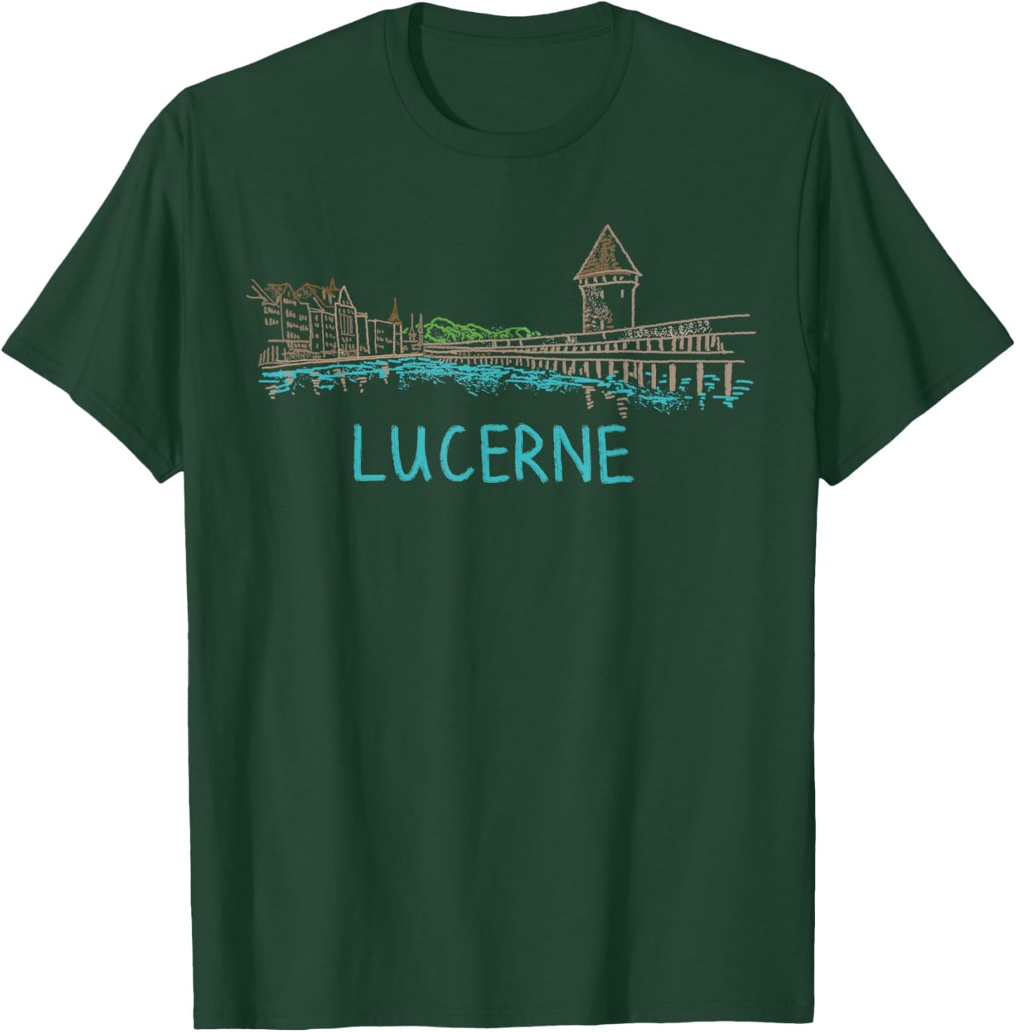 Lucerne Switzerland Art Gift Men Women T-Shirt - T-Shirt | Forest