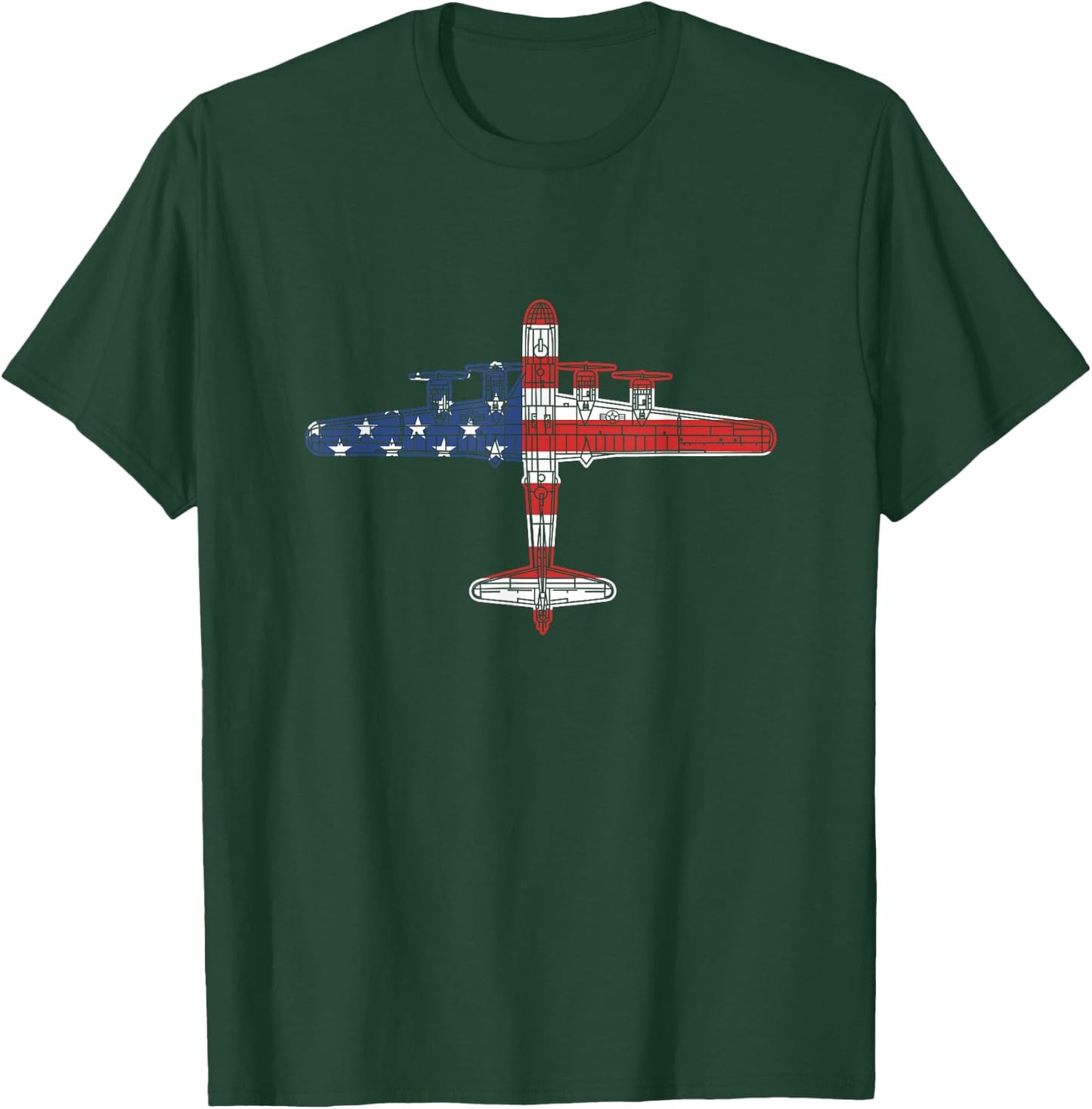 B-29 Superfortress Aircraft Schematic American Flag B29 T-Shirt - T-Shirt | Forest
