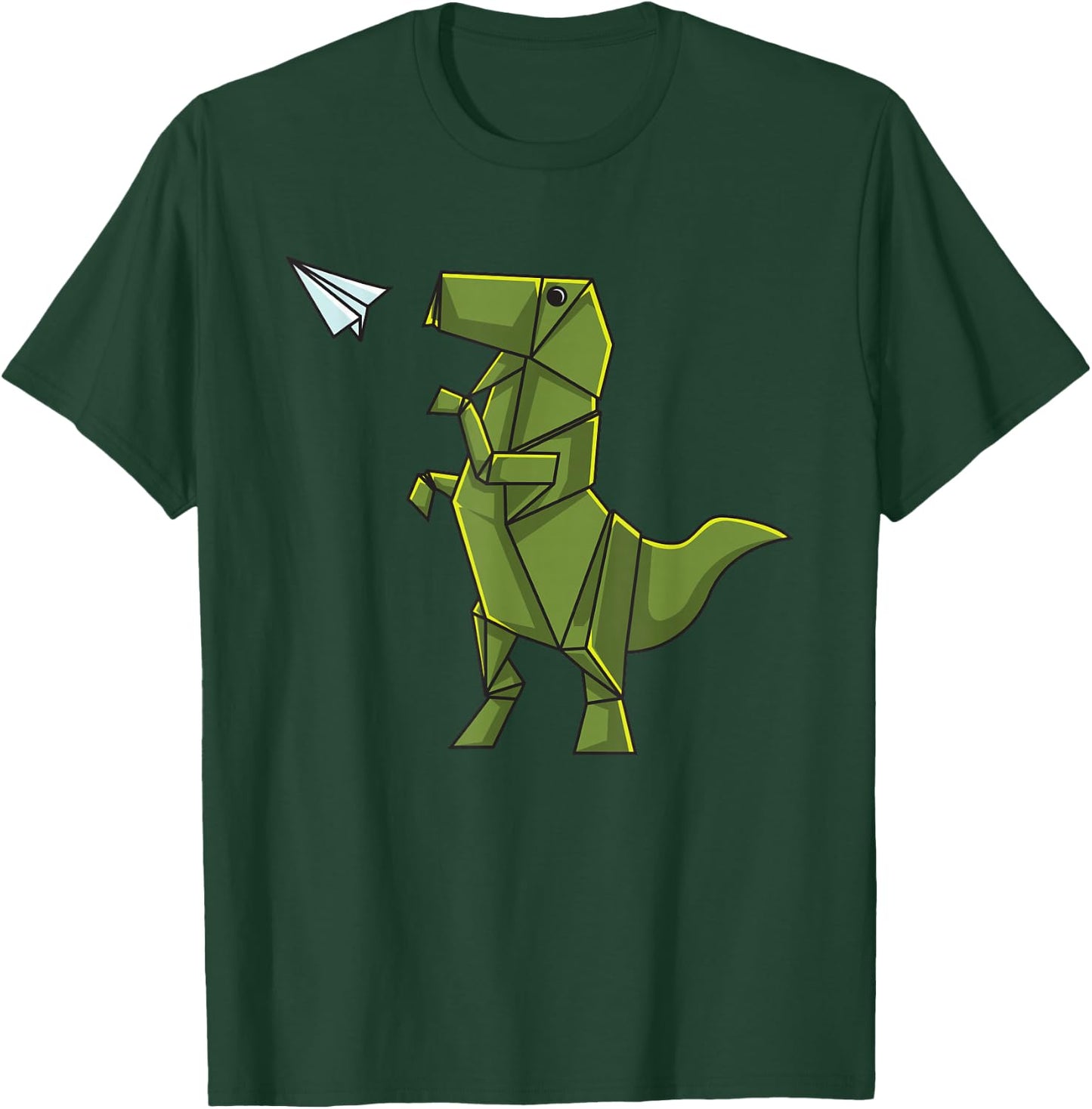 Origami Dinosaur Shirt - Origami T-Rex Flying Paper Airplane T-Shirt - T-Shirt | Forest