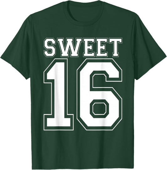 16th Birthday Gift Teen Sweet Sixteen 16 Varsity T-Shirt - T-Shirt | Forest