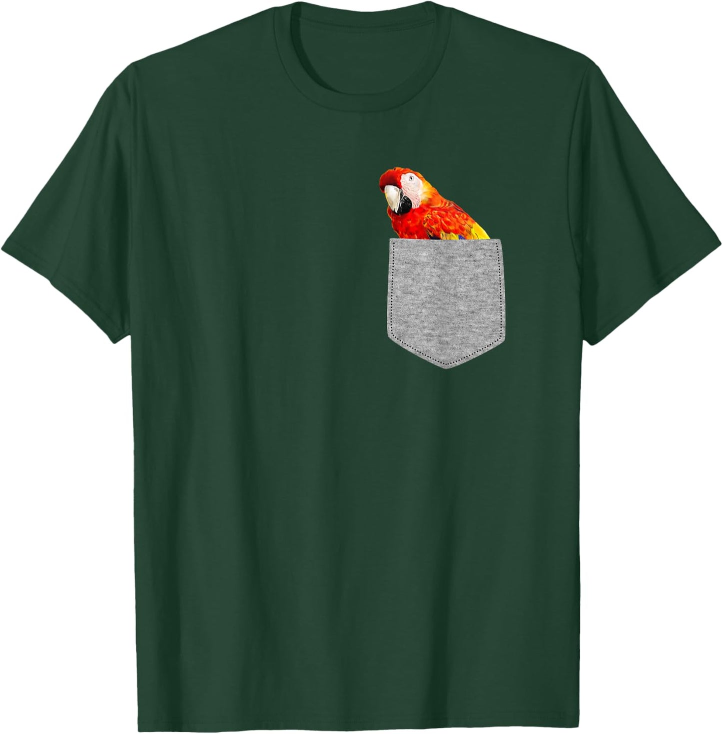 Fake Pocket Red Macaw Parrot Funny Bird Cool Novelty T-Shirt - T-Shirt | Forest
