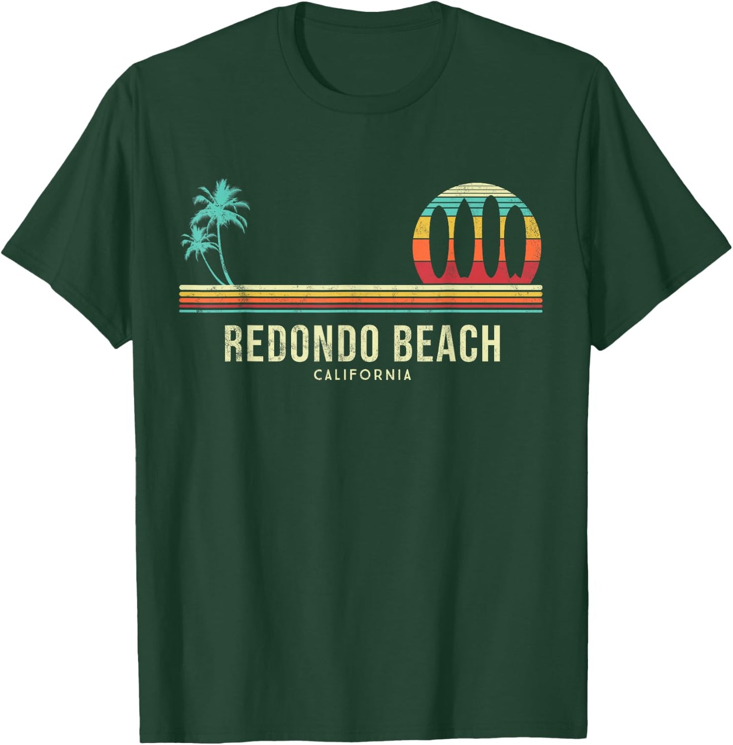 California Surf Redondo Beach Vintage Surfer T-Shirt - T-Shirt | Forest