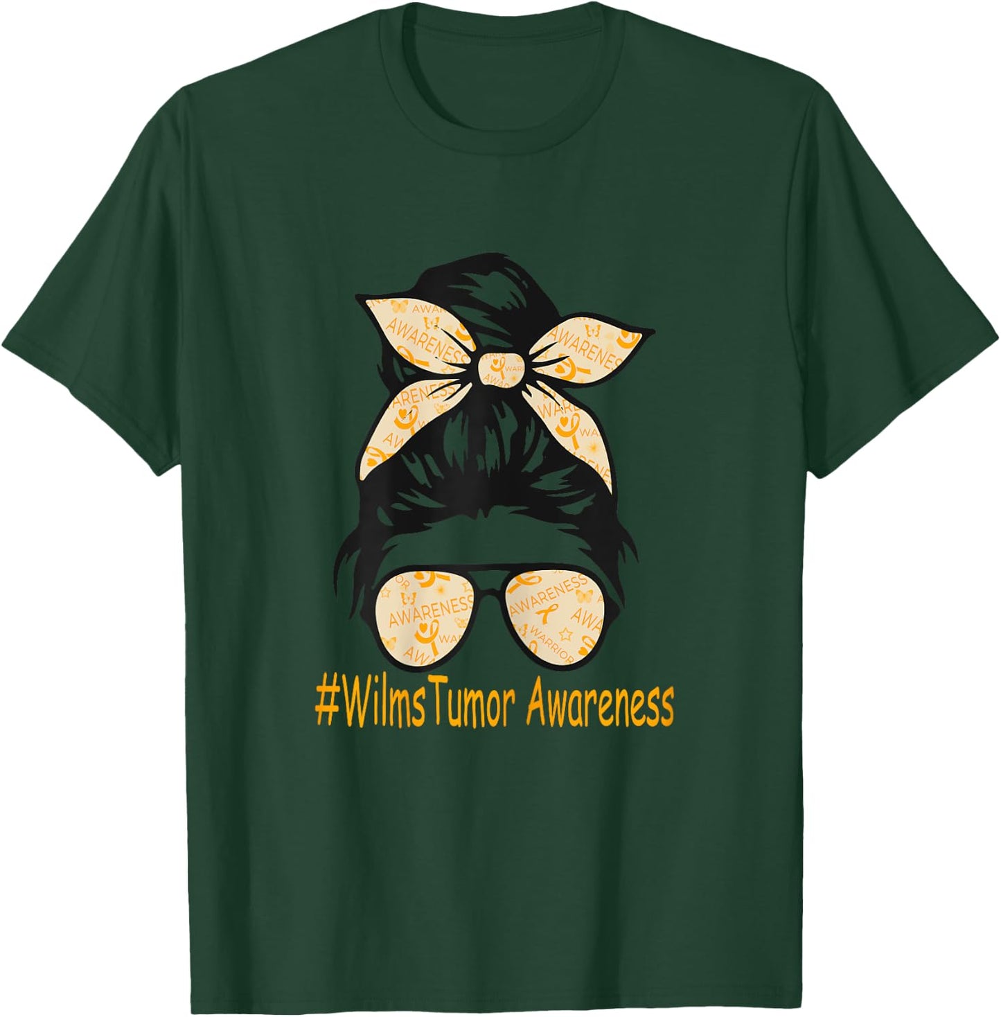 Wilms Tumor Awareness Messy Bun T-Shirt - T-Shirt | Forest