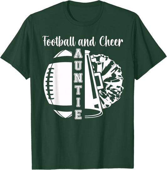 Football And Cheer Aunt Of Cheerleader & Football Player T-Shirt - T-Shirt | Forest