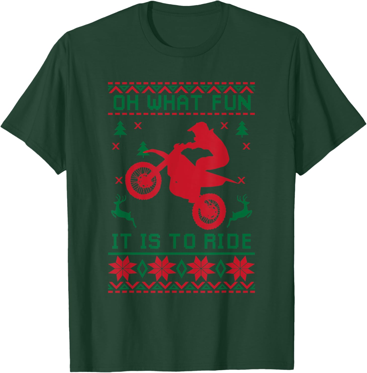 Oh What Fun It Is To Ride Dirt Bike Christmas Motocross T-Shirt - T-Shirt | Forest