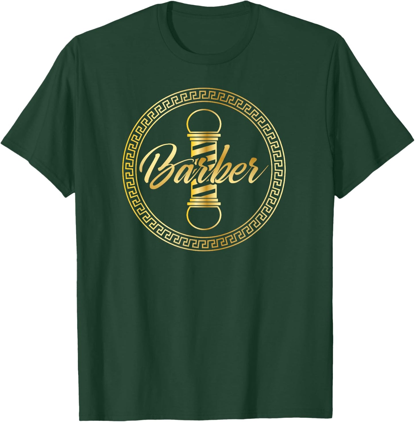 Barbering Logo Barbershop Hairdresser School Graduation Gift T-Shirt - T-Shirt | Forest