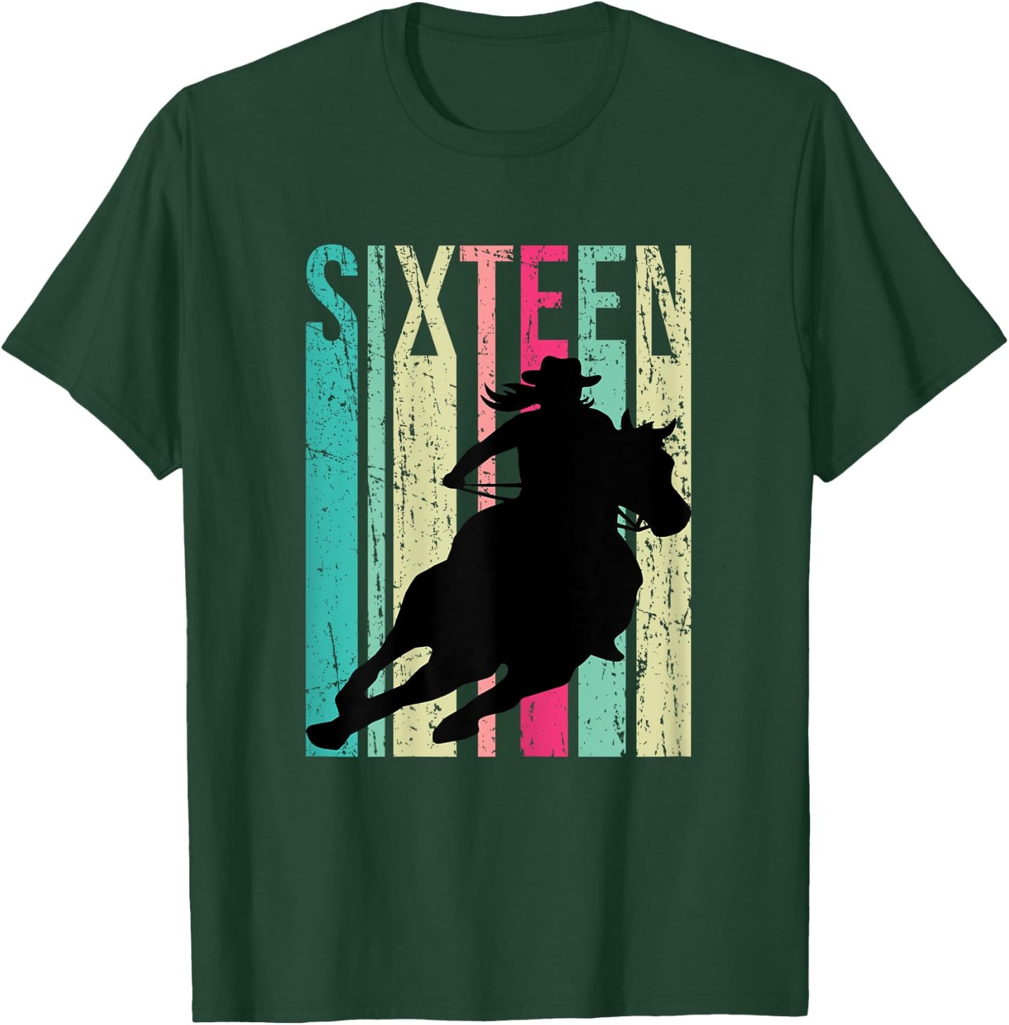 Retro Rodeo 16th Birthday Horse Lover Cowgirl Country 16 T-Shirt - T-Shirt | Forest