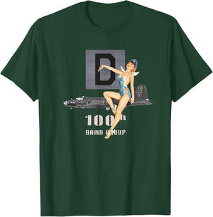 Pinup Girl The Bloody 100th Group and B17 Flying Fortress T-Shirt - T-Shirt | Forest