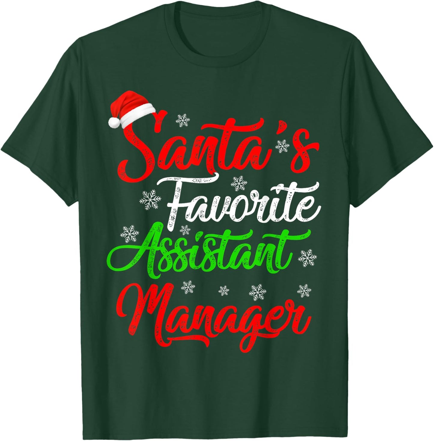 Funny Xmas Santa's Favorite Assistant Manager Christmas T-Shirt - T-Shirt | Forest